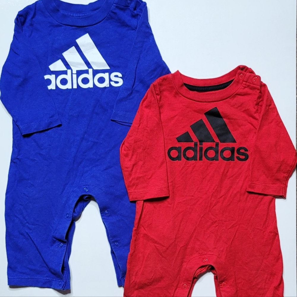 ADIDAS set of 2 red & blue coveralls (baby boys) 9M US